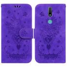 For Nokia 2.4 Butterfly Rose Embossed Leather Phone Case(Purple) - 1