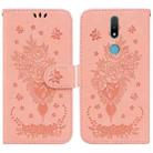 For Nokia 2.4 Butterfly Rose Embossed Leather Phone Case(Pink) - 1
