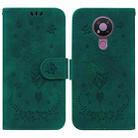 For Nokia 3.4 Butterfly Rose Embossed Leather Phone Case(Green) - 1