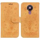 For Nokia 3.4 Butterfly Rose Embossed Leather Phone Case(Yellow) - 1