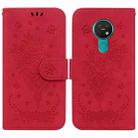 For Nokia 6.2 / 7.2 Butterfly Rose Embossed Leather Phone Case(Red) - 1