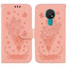 For Nokia 6.2 / 7.2 Butterfly Rose Embossed Leather Phone Case(Pink) - 1