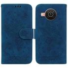 For Nokia X10 / X20 Butterfly Rose Embossed Leather Phone Case(Blue) - 1