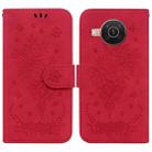 For Nokia X10 / X20 Butterfly Rose Embossed Leather Phone Case(Red) - 1