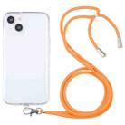 For iPhone 13 mini Lanyard Transparent TPU Phone Case (Orange) - 1