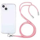 For iPhone 13 mini Lanyard Transparent TPU Phone Case (Pink) - 1