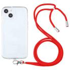 For iPhone 13 mini Lanyard Transparent TPU Phone Case (Red) - 1