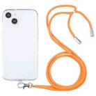 For iPhone 13 Lanyard Transparent TPU Phone Case(Orange) - 1