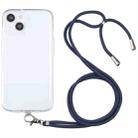 For iPhone 13 Lanyard Transparent TPU Phone Case(Navy Blue) - 1