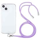 For iPhone 13 Lanyard Transparent TPU Phone Case(Purple) - 1