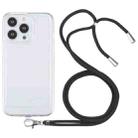 For iPhone 13 Pro Lanyard Transparent TPU Phone Case (Black) - 1