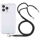 For iPhone 13 Pro Max Lanyard Transparent TPU Phone Case (Black) - 1