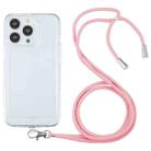 For iPhone 13 Pro Max Lanyard Transparent TPU Phone Case (Pink) - 1