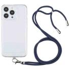 For iPhone 13 Pro Max Lanyard Transparent TPU Phone Case (Navy Blue) - 1
