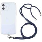 For iPhone 12 mini Lanyard Transparent TPU Phone Case (Navy Blue) - 1