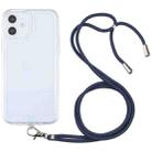 For iPhone 12 Lanyard Transparent TPU Phone Case(Navy Blue) - 1