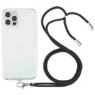 For iPhone 12 Pro Lanyard Transparent TPU Phone Case(Black) - 1