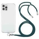 For iPhone 12 Pro Lanyard Transparent TPU Phone Case(Deep Green) - 1