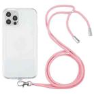 For iPhone 12 Pro Lanyard Transparent TPU Phone Case(Pink) - 1