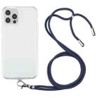 For iPhone 12 Pro Lanyard Transparent TPU Phone Case(Navy Blue) - 1