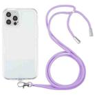 For iPhone 12 Pro Lanyard Transparent TPU Phone Case(Purple) - 1
