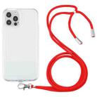 For iPhone 12 Pro Lanyard Transparent TPU Phone Case(Red) - 1