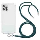 For iPhone 12 Pro Max Lanyard Transparent TPU Phone Case(Deep Green) - 1