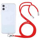 For iPhone 11 Lanyard Transparent TPU Phone Case (Red) - 1