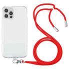 For iPhone 11 Pro Max Lanyard Transparent TPU Phone Case (Red) - 1