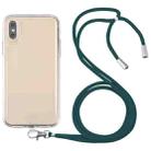 For iPhone X / XS Lanyard Transparent TPU Phone Case(Deep Green) - 1