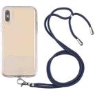 For iPhone X / XS Lanyard Transparent TPU Phone Case(Navy Blue) - 1