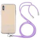 For iPhone X / XS Lanyard Transparent TPU Phone Case(Purple) - 1