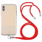 For iPhone X / XS Lanyard Transparent TPU Phone Case(Red) - 1