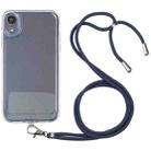 For iPhone XR Lanyard Transparent TPU Phone Case(Navy Blue) - 1