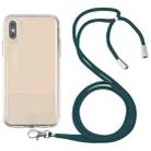 For iPhone XS Max Lanyard Transparent TPU Phone Case(Deep Green) - 1