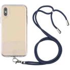 For iPhone XS Max Lanyard Transparent TPU Phone Case(Navy Blue) - 1