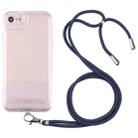 For iPhone SE 2022 / SE 2020 / 8 / 7 Lanyard Transparent TPU Phone Case(Navy Blue) - 1