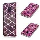 For Galaxy A8 (2018) Plating Marble Pattern Soft TPU Protective Case(Purple) - 1