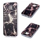 For Galaxy S6 Plating Marble Pattern Soft TPU Protective Case(Black Gold) - 1