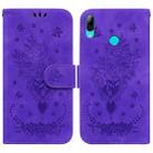 For Huawei P Smart 2019 / Honor 10 Lite Butterfly Rose Embossed Leather Phone Case(Purple) - 1