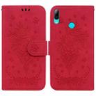 For Huawei P Smart 2019 / Honor 10 Lite Butterfly Rose Embossed Leather Phone Case(Red) - 1