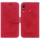 For Huawei P Smart+ 2019 / Enjoy 9s Butterfly Rose Embossed Leather Phone Case(Red) - 1