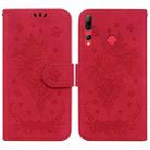 For Huawei P Smart Z / Y9 Prime 2019 Butterfly Rose Embossed Leather Phone Case(Red) - 1