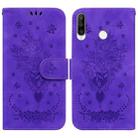 For Huawei P30 Lite / nova 4e Butterfly Rose Embossed Leather Phone Case(Purple) - 1
