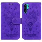 For Huawei P30 Pro Butterfly Rose Embossed Leather Phone Case(Purple) - 1