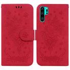 For Huawei P30 Pro Butterfly Rose Embossed Leather Phone Case(Red) - 1