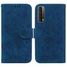 For Huawei P Smart 2021 / Y7a Butterfly Rose Embossed Leather Phone Case(Blue) - 1