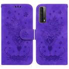 For Huawei P Smart 2021 / Y7a Butterfly Rose Embossed Leather Phone Case(Purple) - 1