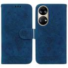 For Huawei P50 Butterfly Rose Embossed Leather Phone Case(Blue) - 1