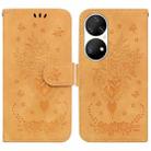 For Huawei P50 Pro Butterfly Rose Embossed Leather Phone Case(Yellow) - 1